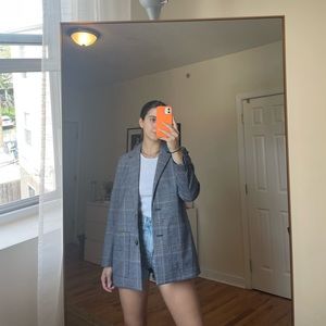 Madewell Blue Plaid Blazer